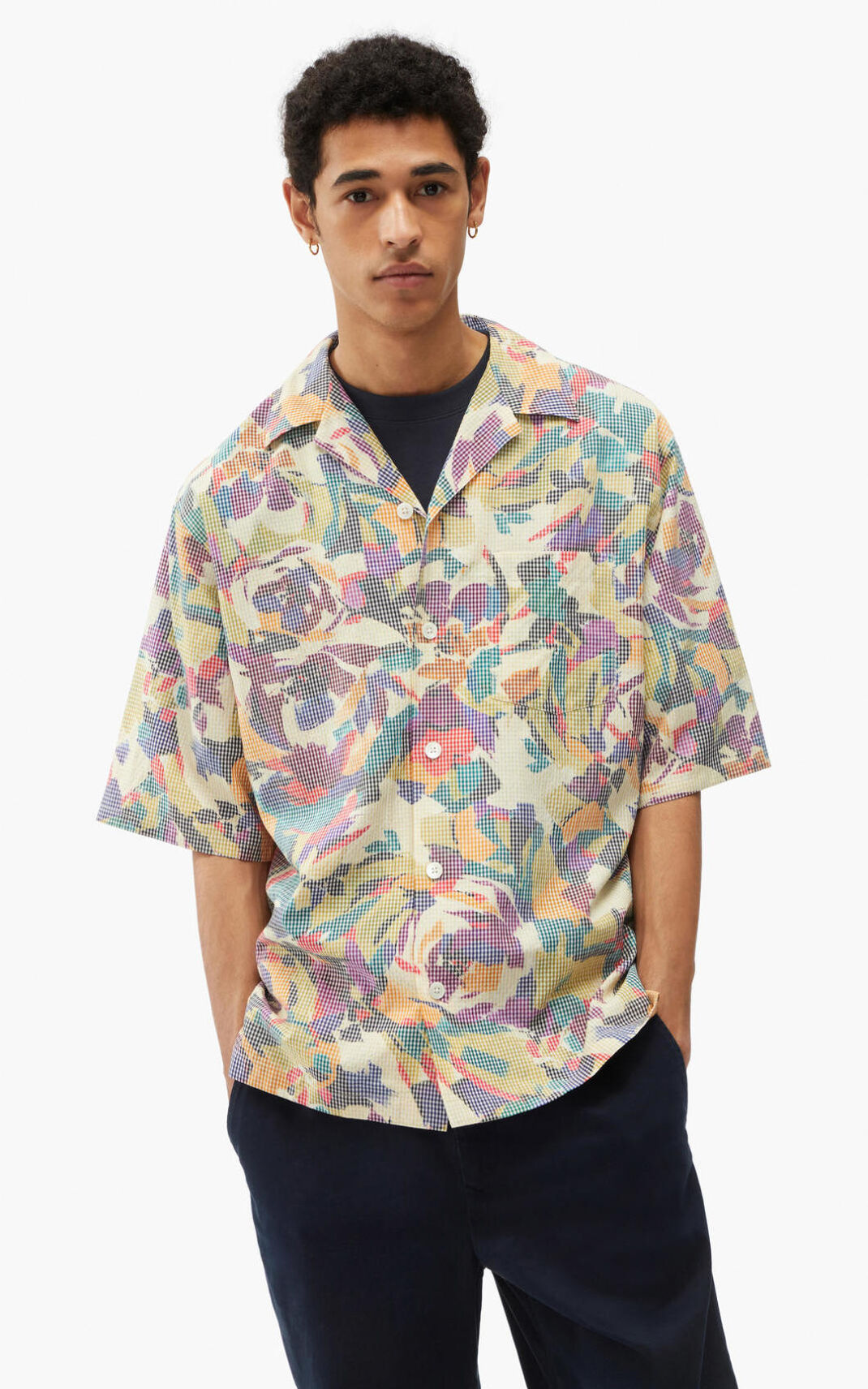 Camisa Kenzo Casual Archive Floral Hombre Verde Oliva EMC470592